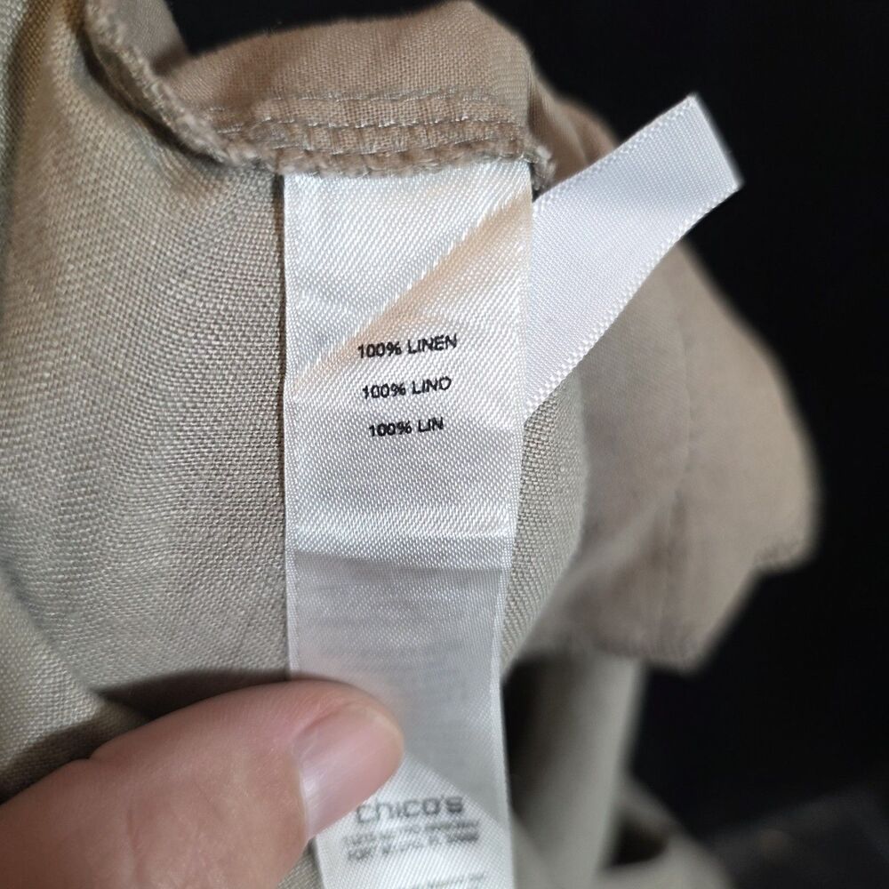 Chico's Linen Pants Size 0 US 4 Small Light Brown Wide Leg Coastal Beach Casual - Picture 5 of 11